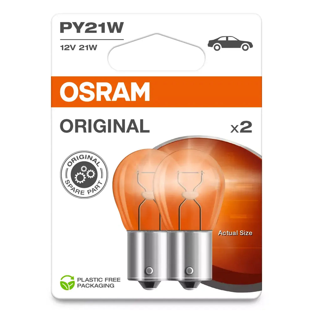 Osram Original PY21W Blinkerlampe 2 Stück Faltschachtel 12V 21W 7507-2BL