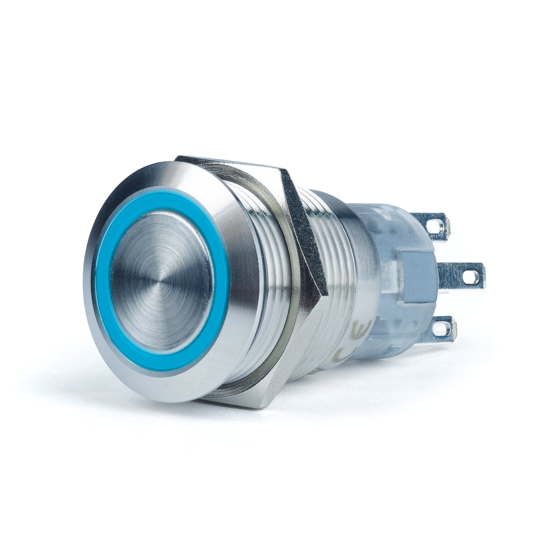 VanBro®  pressit - 12V 5A Schalter Edelstahl 19mm LED mit Adapter IP67 (blau) -  fahrzeuglampen.com